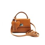 Bag charm in hazelnut brown leather