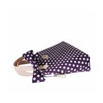 Padlizsán lila-fehér pöttyös kézitáska masnival