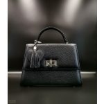 Luna - Fekete midi bőrtáska