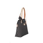 Black and white polka dot handbag with a bow