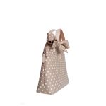 Homokszín-fehér pöttyös kézitáska masnival