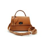 Luna - Mogyoróbarna midi bőrtáska