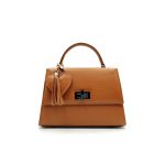 Luna - Mogyoróbarna midi bőrtáska