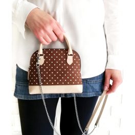 Sötétbarna-fehér pöttyös kistáska