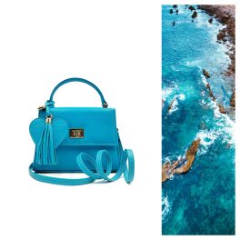 Luna - Türkizkék mini bőrtáska