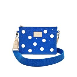 Dots - zafírkék - fehér pöttyös bőrtáska