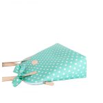 Mint green and white polka dot summer bag with a bow