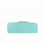 Mint green and white polka dot summer bag with a bow