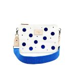 Dots - weiß - saphirblau gepunktete Ledertasche