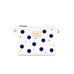 Dots - weiß - saphirblau gepunktete Ledertasche