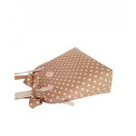 Hazelnut-brown and white polka dot summer bag with a bow