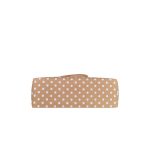 Hazelnut-brown and white polka dot summer bag with a bow