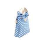 Világoskék-fehér pöttyös kézitáska masnival