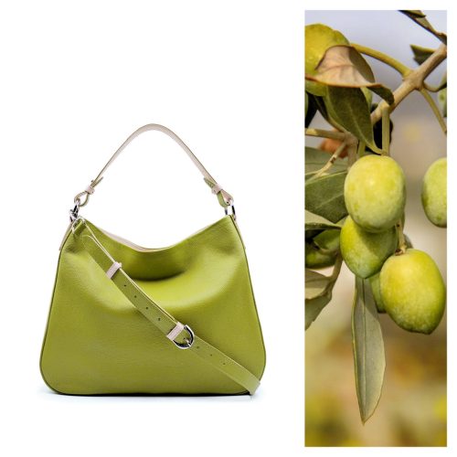 Hobo 1.0 - Olívazöld bőrtáska - egyedi rendelés