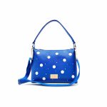 Dots Hobo - Zafírkék - fehér pöttyös bőrtáska