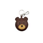 Teddy bear - coffee brown leather bag charm