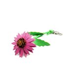 Purple Coneflower - leather bag charm