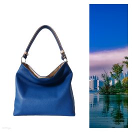Hobo 2.0. Zafírkék bőrtáska 