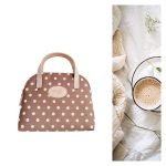 Taupe -weiße gepunktete Kosmetiktasche