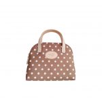 Taupe -weiße gepunktete Kosmetiktasche