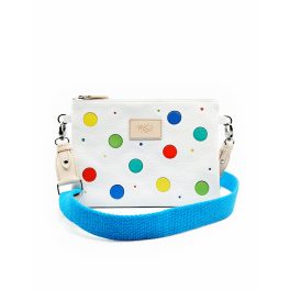 Dots - fehér - színes pöttyös bőrtáska