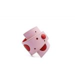 Rosa-piros pöttyös bőr karkötő