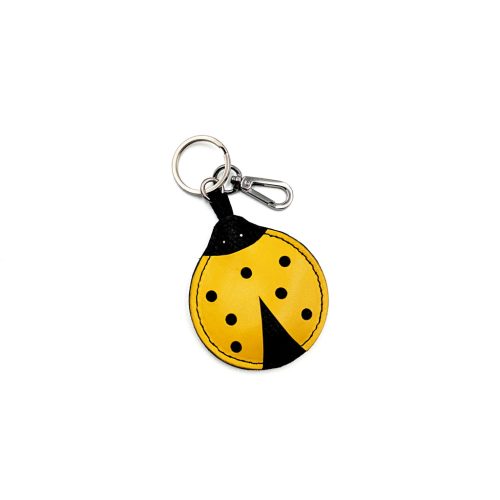 Ladybug - yellow leather bag charm 