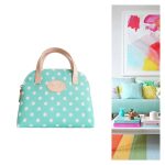 Mintgrün-weiß gepunktete Kosmetiktasche