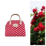 Red and white polka dot cosmetic bag