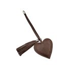 Coffee brown leather bag charm